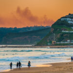 Newcastle Beach Australia at sunset. Newcastle is Australia's second oldest city